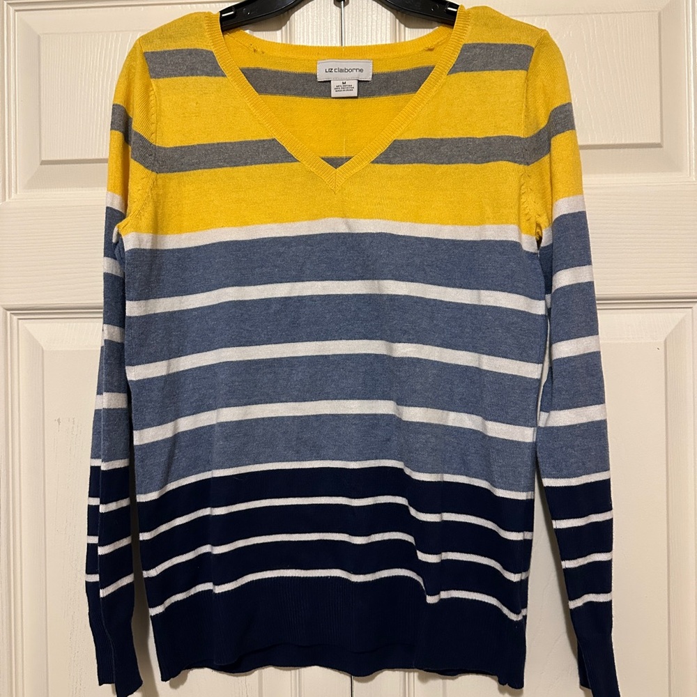 Liz Claiborne Yellow and Gray Knit Top